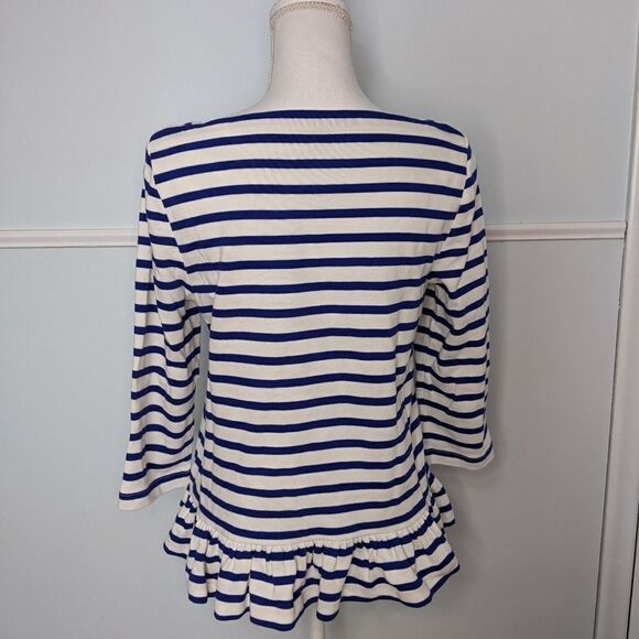KATE SPADE Broome Street Striped Ruffle Top S EUC - Picture 2 of 2